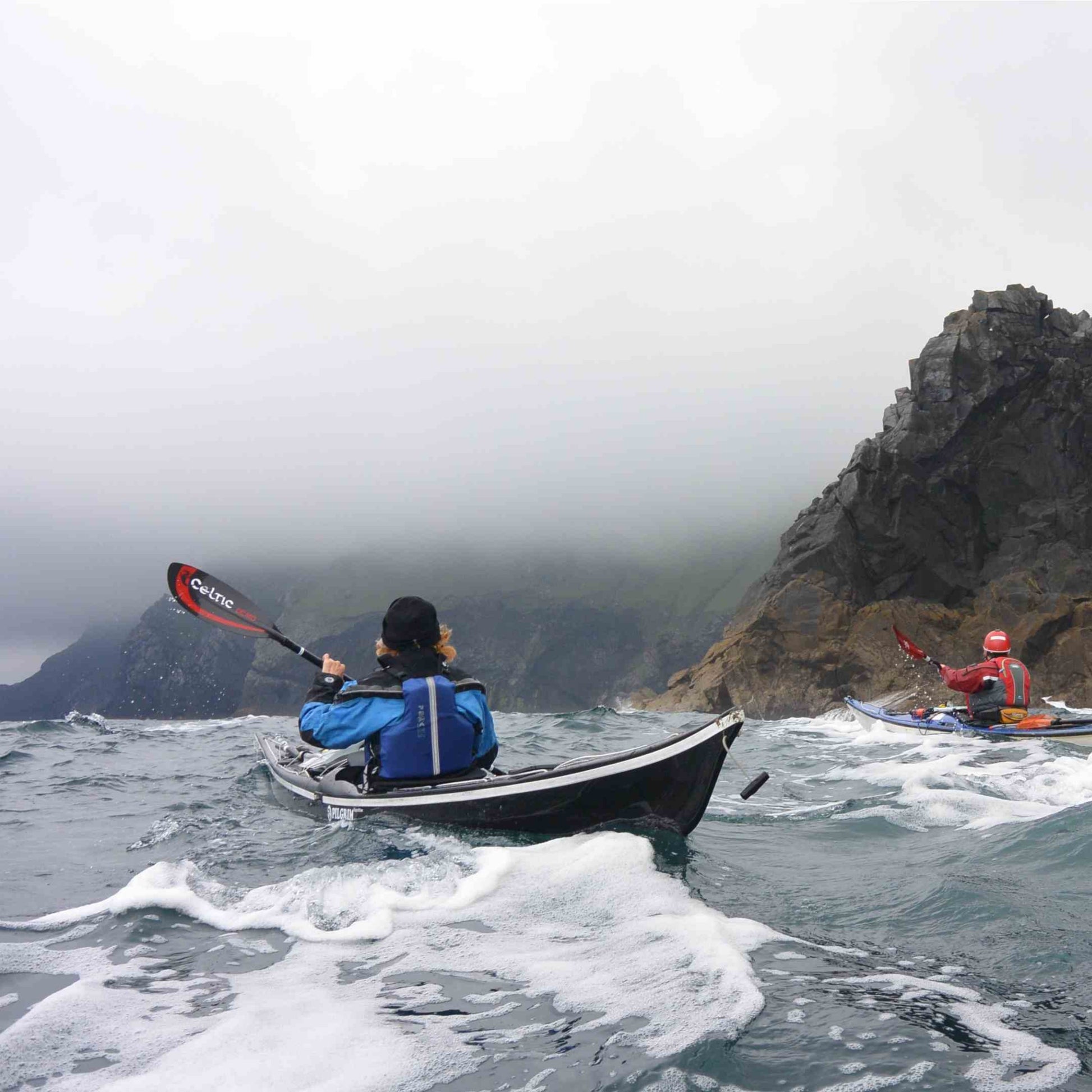 Kayakers in Intermediate sea kayaking conditions